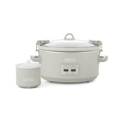 Crock-Pot Designer Series 7qt Slow Cooker with Bonus Little Dipper Mushroom: 4 Settings, Stoneware, Stainless Steel, Keep Warm