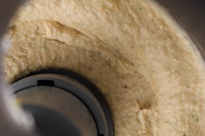 White bean hummus in a food processor.