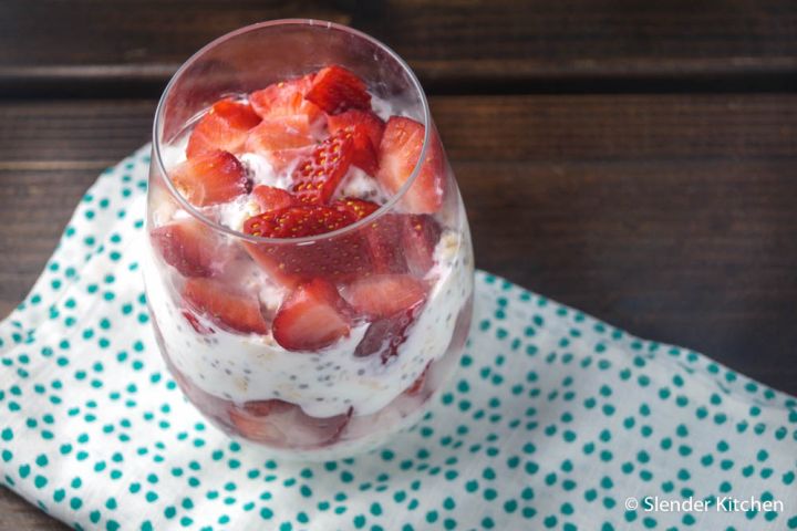 Low Carb Yogurt Parfait with Strawberries, Flax, and Chia
